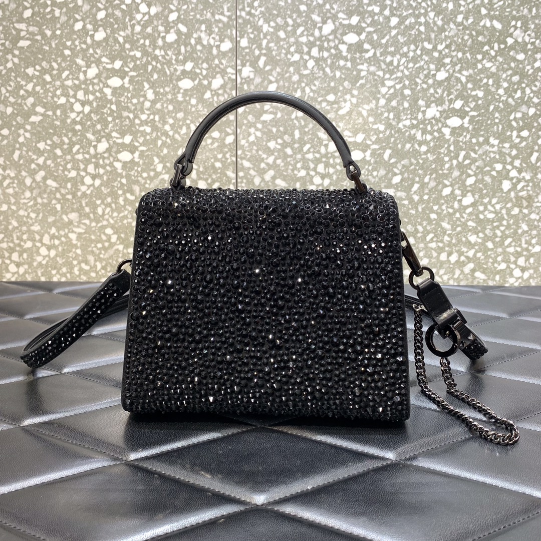 Valentino Garavani Vsling Mini Handbag Entirely Covered in Black Rhinestones 